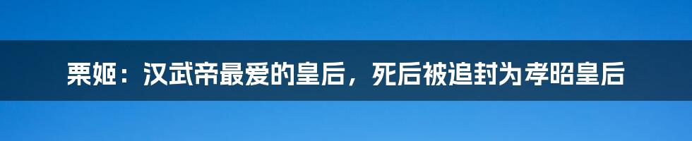 栗姬：汉武帝最爱的皇后，死后被追封为孝昭皇后