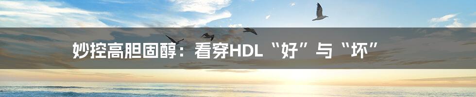 妙控高胆固醇：看穿HDL“好”与“坏”