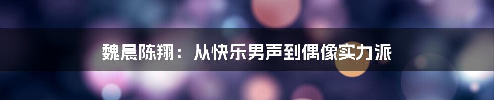 魏晨陈翔：从快乐男声到偶像实力派