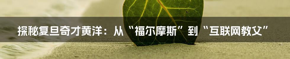 探秘复旦奇才黄洋：从“福尔摩斯”到“互联网教父”