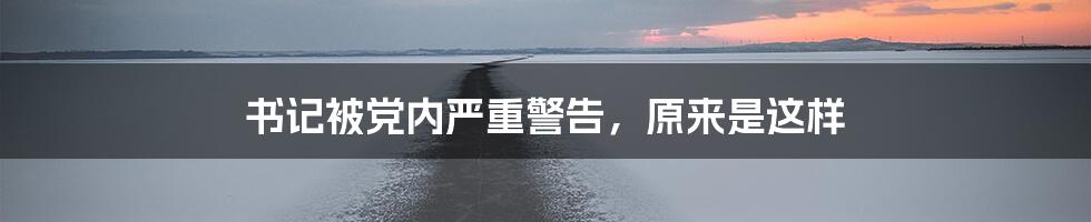 书记被党内严重警告，原来是这样