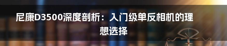 尼康D3500深度剖析：入门级单反相机的理想选择