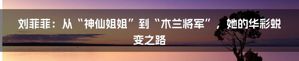 刘菲菲：从“神仙姐姐”到“木兰将军”，她的华彩蜕变之路