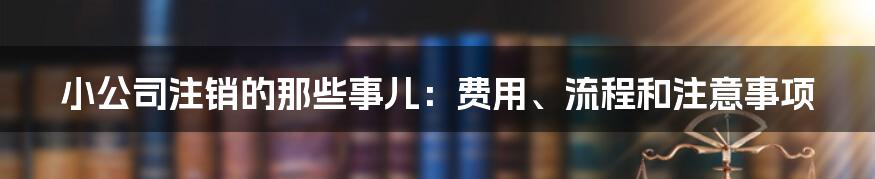 小公司注销的那些事儿：费用、流程和注意事项