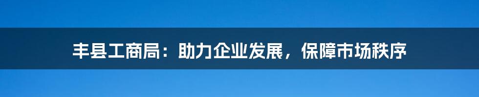 丰县工商局：助力企业发展，保障市场秩序