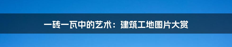 一砖一瓦中的艺术：建筑工地图片大赏