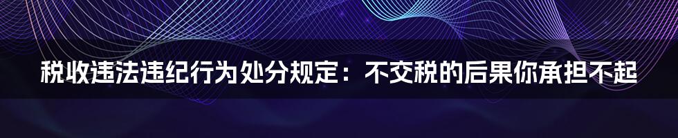 税收违法违纪行为处分规定：不交税的后果你承担不起