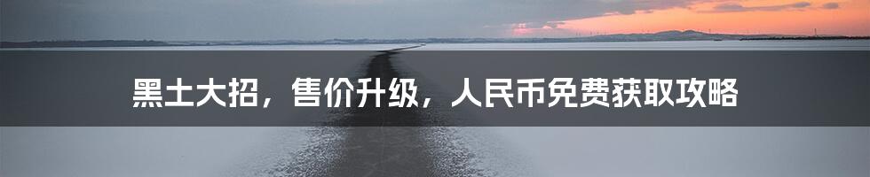 黑土大招，售价升级，人民币免费获取攻略