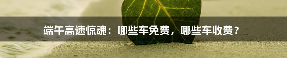 端午高速惊魂：哪些车免费，哪些车收费？