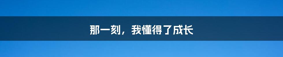 那一刻，我懂得了成长