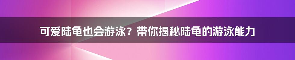 可爱陆龟也会游泳？带你揭秘陆龟的游泳能力