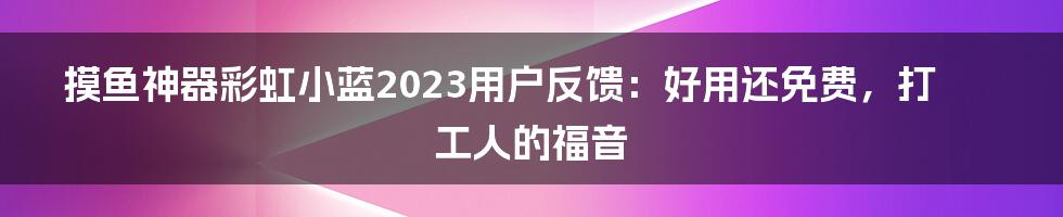 摸鱼神器彩虹小蓝2023用户反馈：好用还免费，打工人的福音