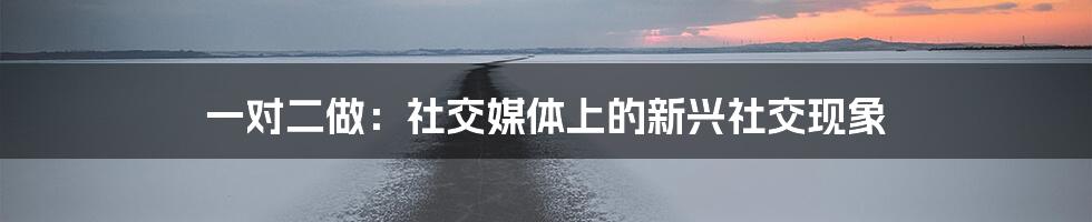 一对二做：社交媒体上的新兴社交现象