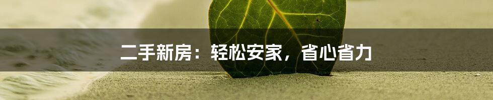 二手新房：轻松安家，省心省力