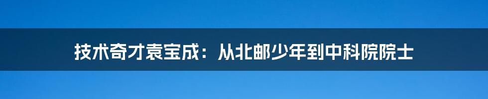 技术奇才袁宝成：从北邮少年到中科院院士