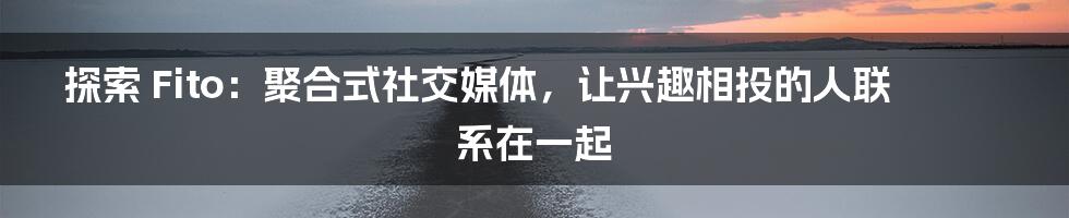 探索 Fito：聚合式社交媒体，让兴趣相投的人联系在一起