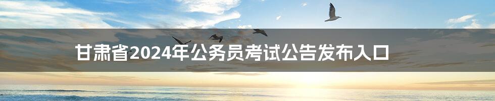 甘肃省2024年公务员考试公告发布入口