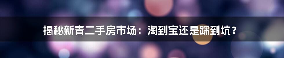 揭秘新青二手房市场：淘到宝还是踩到坑？