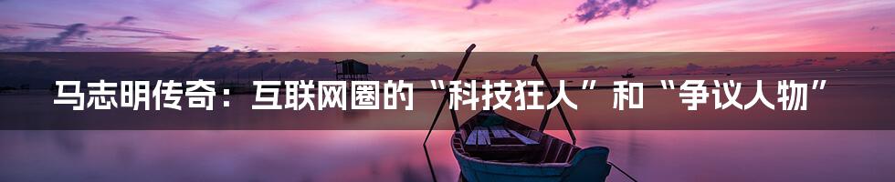 马志明传奇：互联网圈的“科技狂人”和“争议人物”