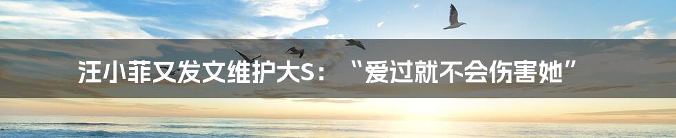 汪小菲又发文维护大S：“爱过就不会伤害她”