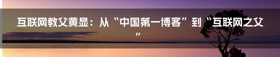 互联网教父黄显：从“中国第一博客”到“互联网之父”