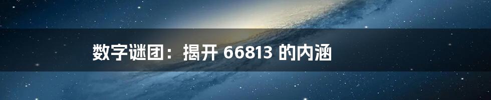 数字谜团：揭开 66813 的内涵