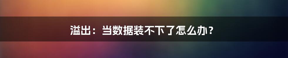 溢出：当数据装不下了怎么办？