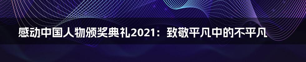 感动中国人物颁奖典礼2021：致敬平凡中的不平凡