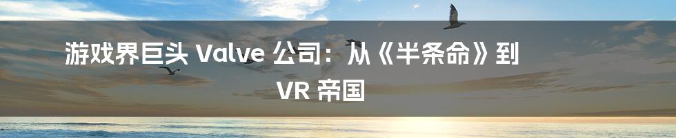 游戏界巨头 Valve 公司：从《半条命》到 VR 帝国