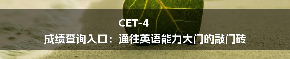 CET-4 成绩查询入口：通往英语能力大门的敲门砖