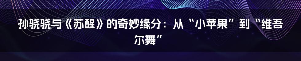 孙骁骁与《苏醒》的奇妙缘分：从“小苹果”到“维吾尔舞”