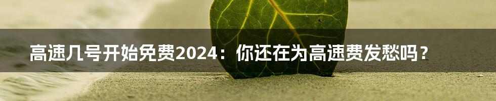 高速几号开始免费2024：你还在为高速费发愁吗？