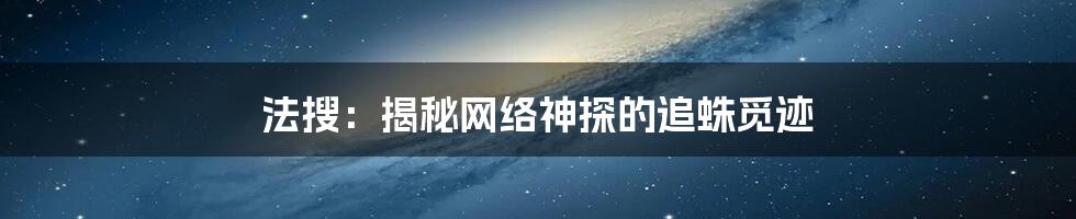 法搜：揭秘网络神探的追蛛觅迹