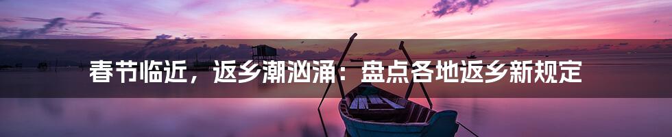 春节临近，返乡潮汹涌：盘点各地返乡新规定