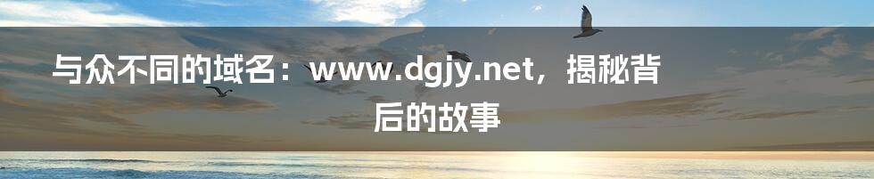 与众不同的域名：www.dgjy.net，揭秘背后的故事