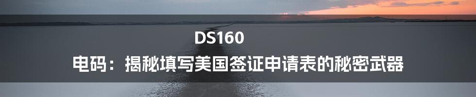 DS160 电码：揭秘填写美国签证申请表的秘密武器