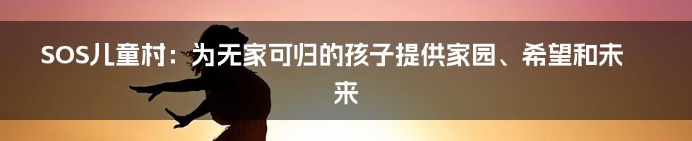 SOS儿童村：为无家可归的孩子提供家园、希望和未来