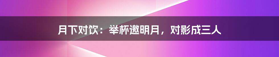 月下对饮：举杯邀明月，对影成三人