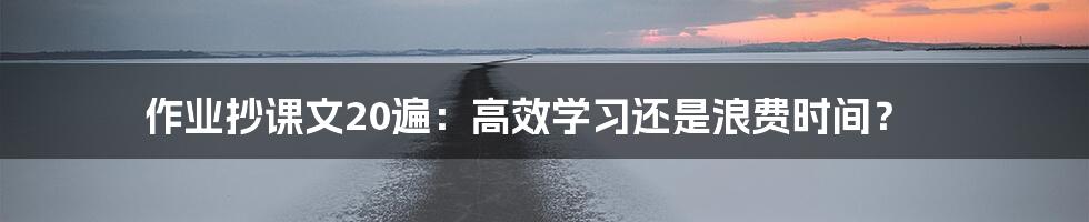 作业抄课文20遍：高效学习还是浪费时间？