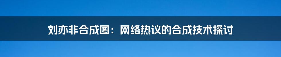 刘亦非合成图：网络热议的合成技术探讨