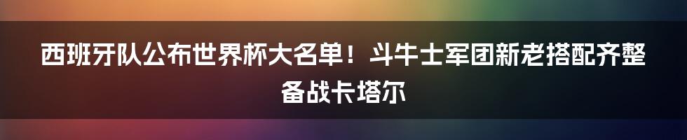 西班牙队公布世界杯大名单！斗牛士军团新老搭配齐整备战卡塔尔