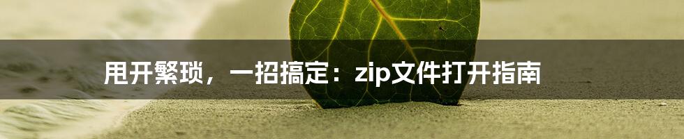 甩开繁琐，一招搞定：zip文件打开指南