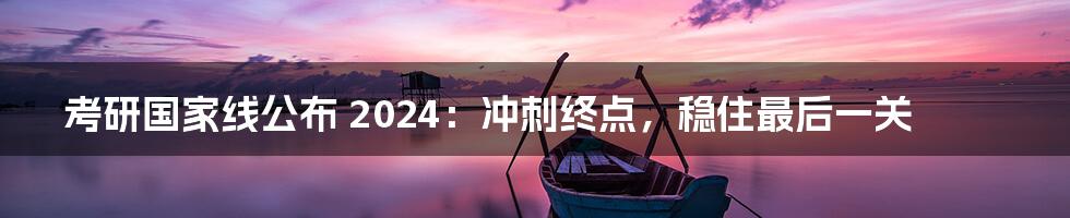 考研国家线公布 2024：冲刺终点，稳住最后一关