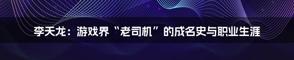 李天龙：游戏界“老司机”的成名史与职业生涯