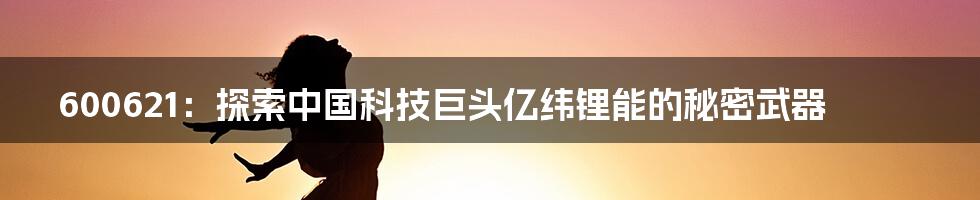 600621：探索中国科技巨头亿纬锂能的秘密武器