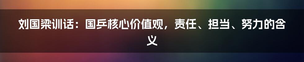 刘国梁训话：国乒核心价值观，责任、担当、努力的含义