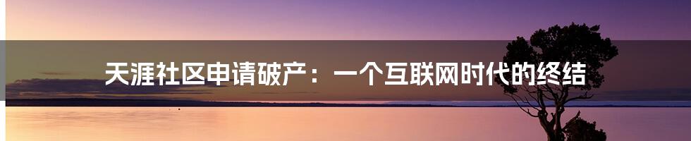 天涯社区申请破产：一个互联网时代的终结