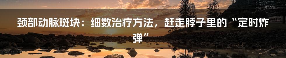 颈部动脉斑块：细数治疗方法，赶走脖子里的“定时炸弹”