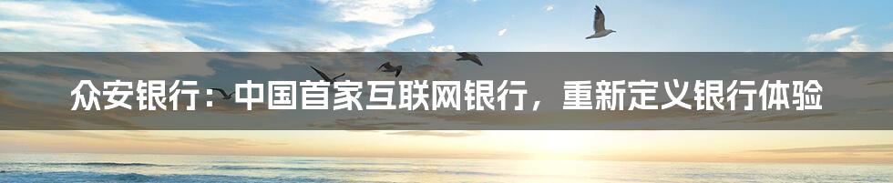 众安银行：中国首家互联网银行，重新定义银行体验