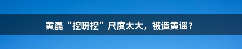 黄磊“挖呀挖”尺度太大，被造黄谣？